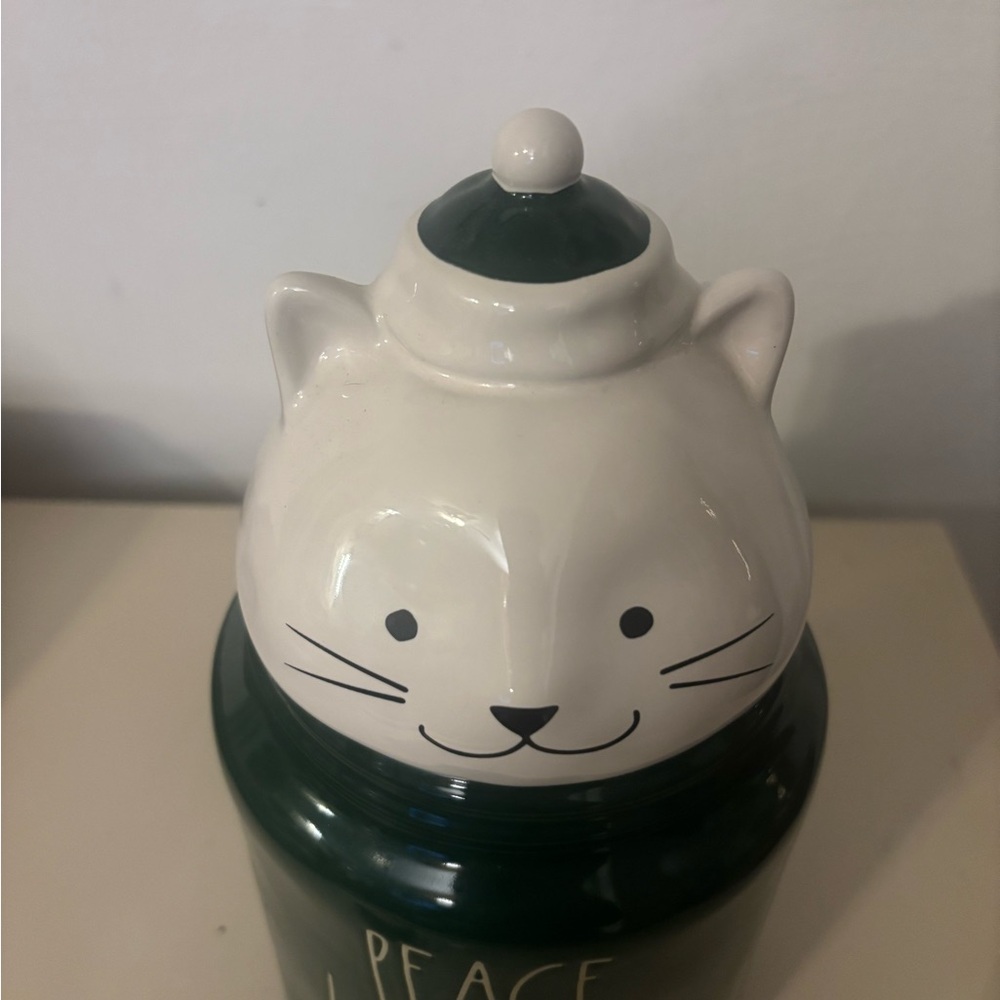 Rae Dunn Green Cat Canister Peace Love & Purrs - Picture 5 of 8